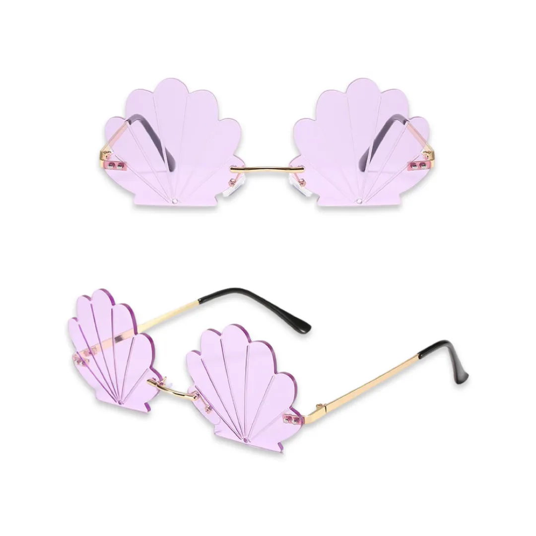 Sunglasses - Mermaid Shell shaped colour therapy glasses, Lilac