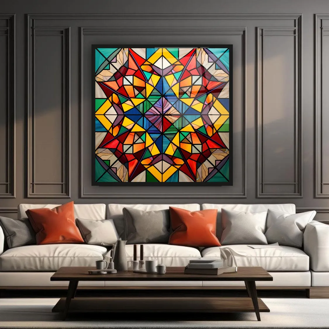 Vibrant Kaleidoscope Glass Wall Art