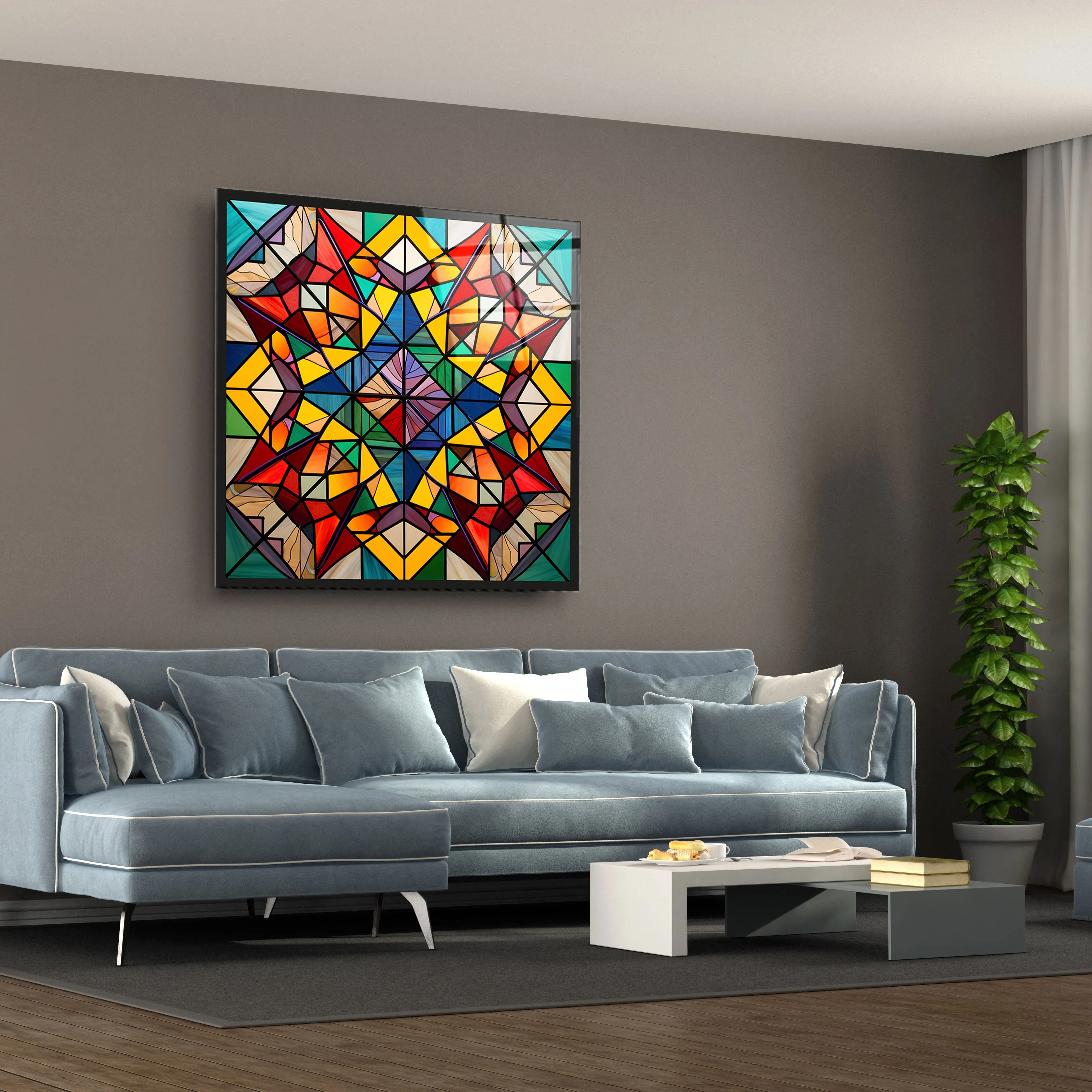 Vibrant Kaleidoscope Glass Wall Art