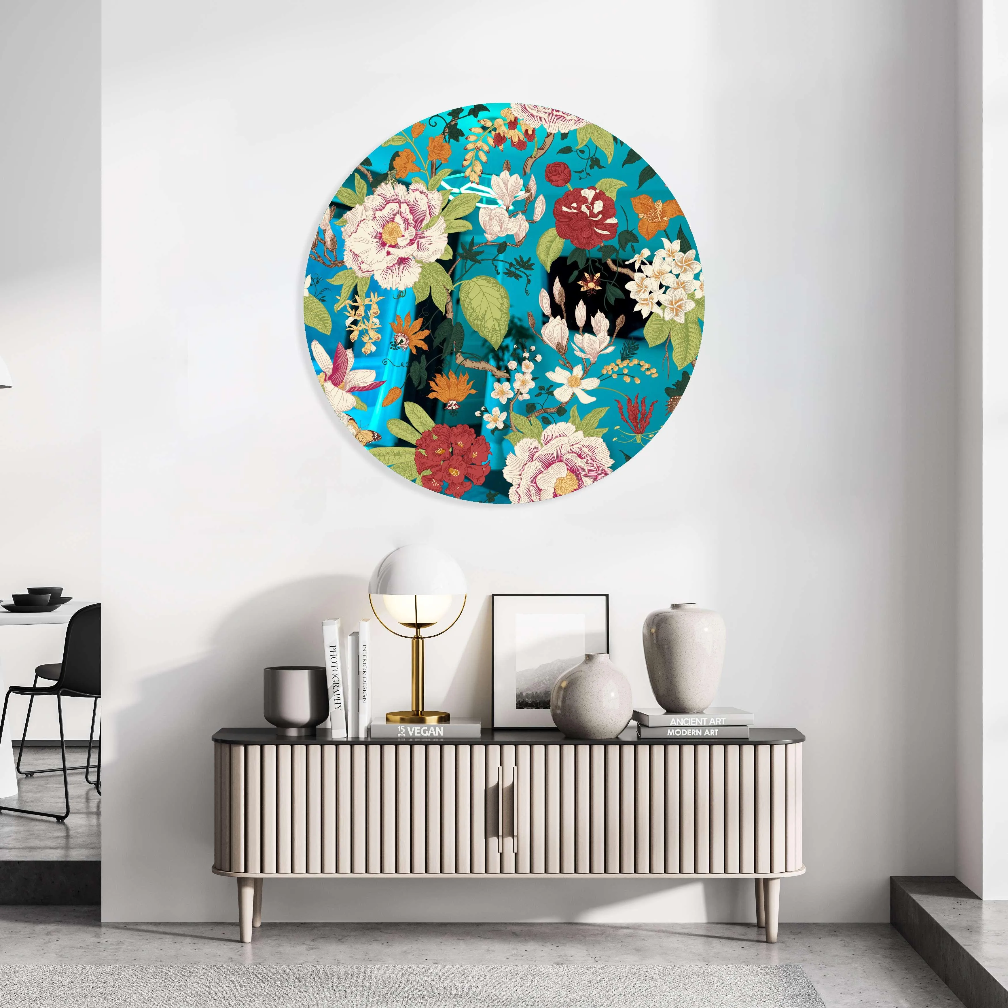 Vintage Flowers Printed Mirror Acrylic Circles