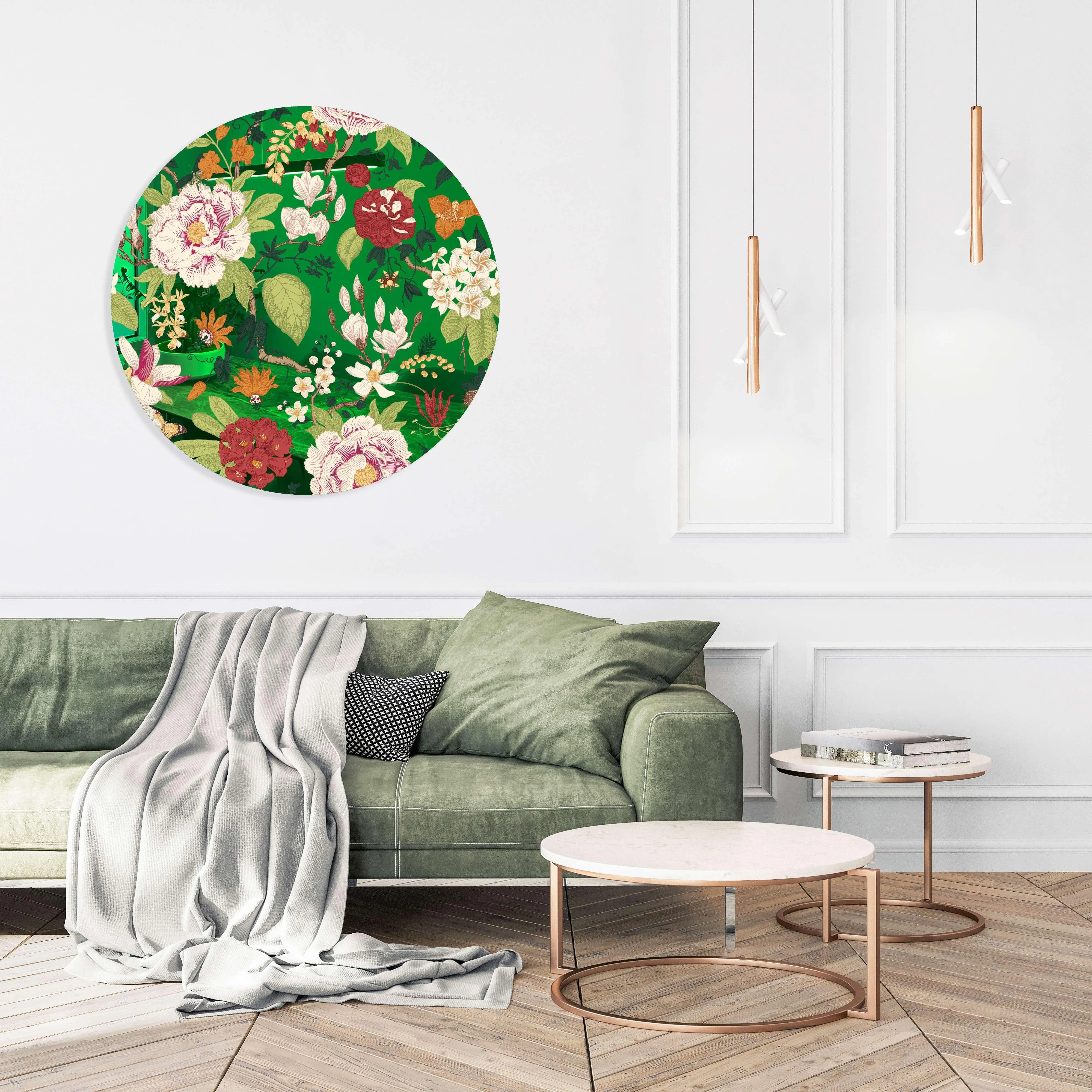 Vintage Flowers Printed Mirror Acrylic Circles