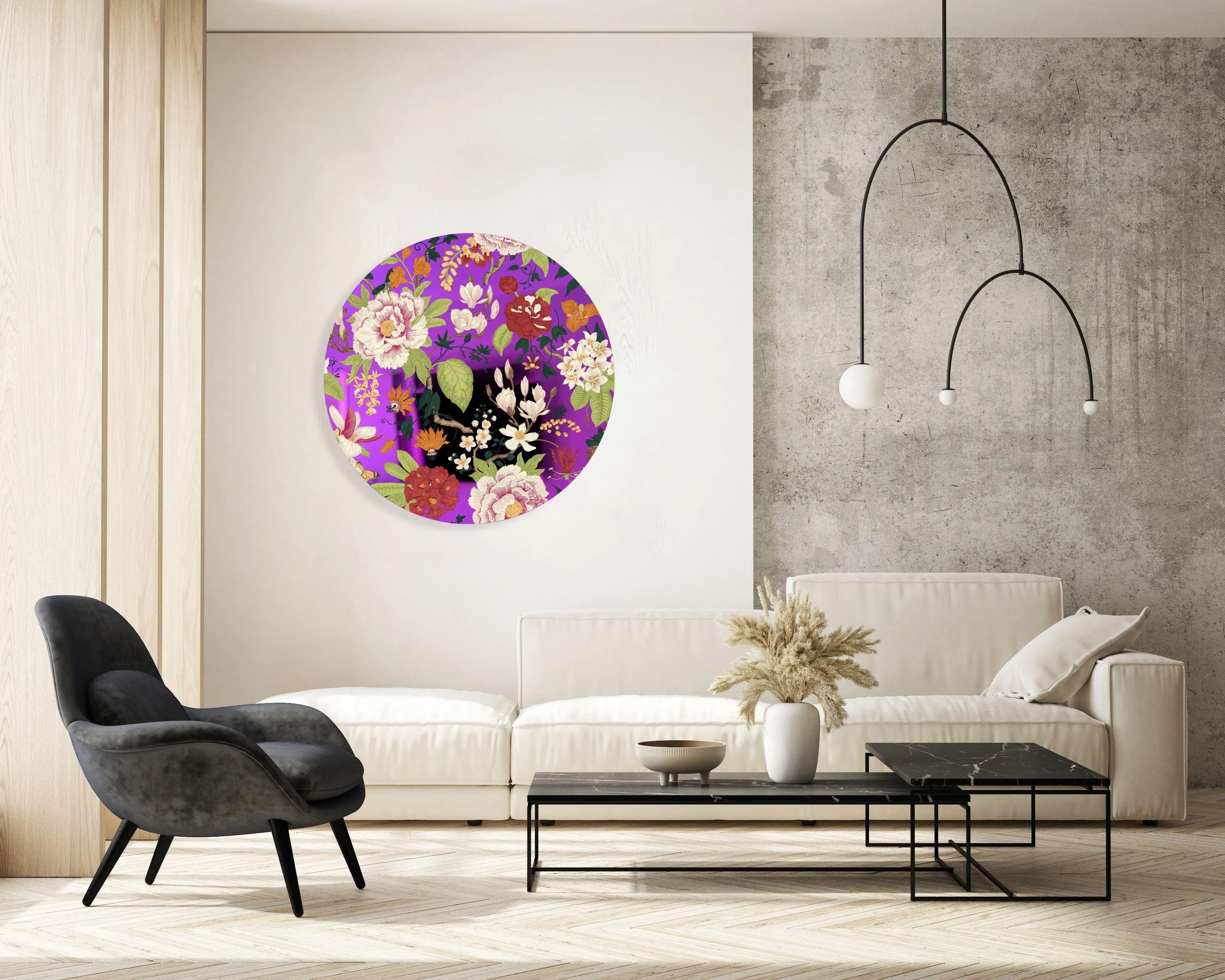 Vintage Flowers Printed Mirror Acrylic Circles