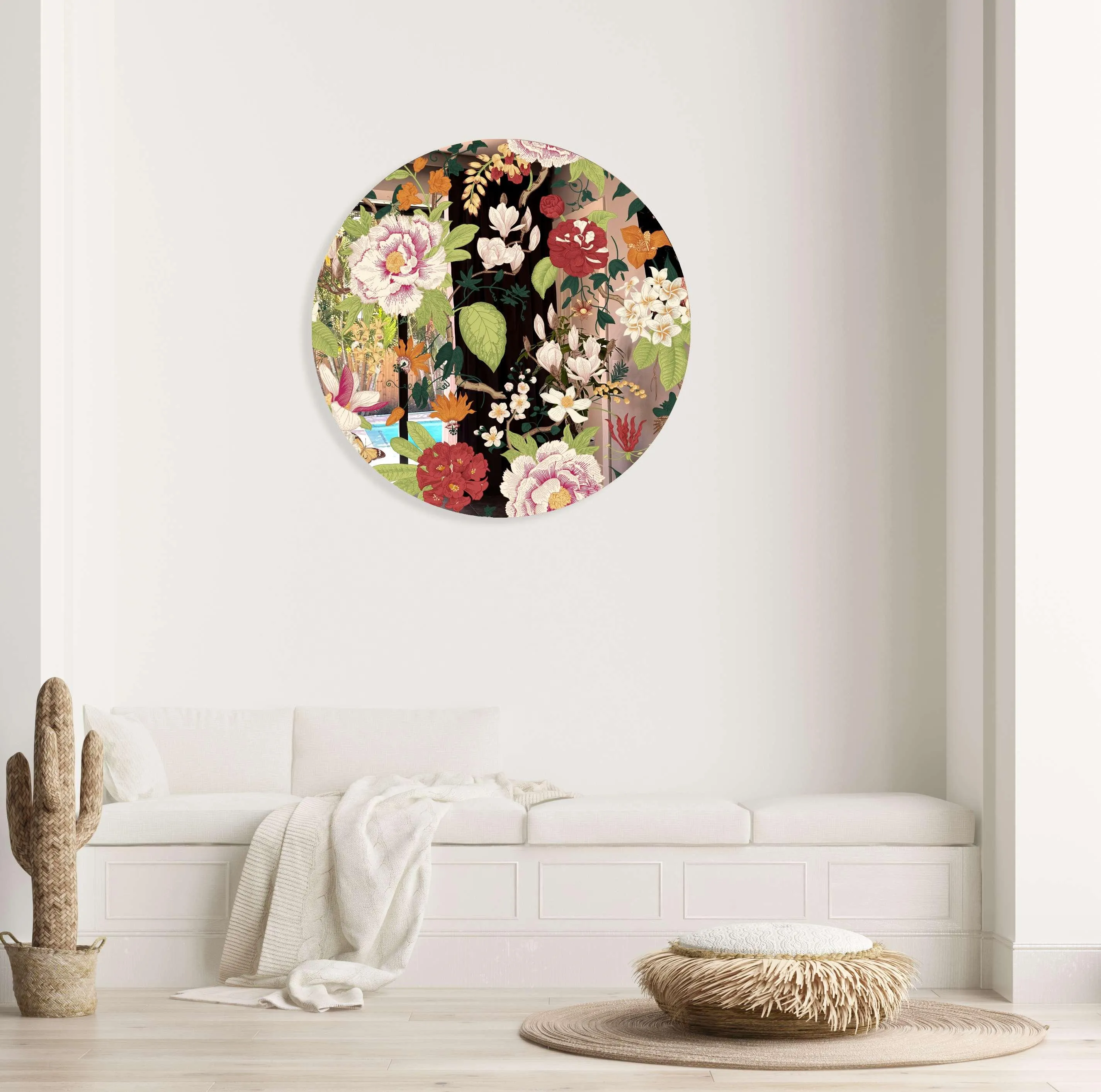 Vintage Flowers Printed Mirror Acrylic Circles