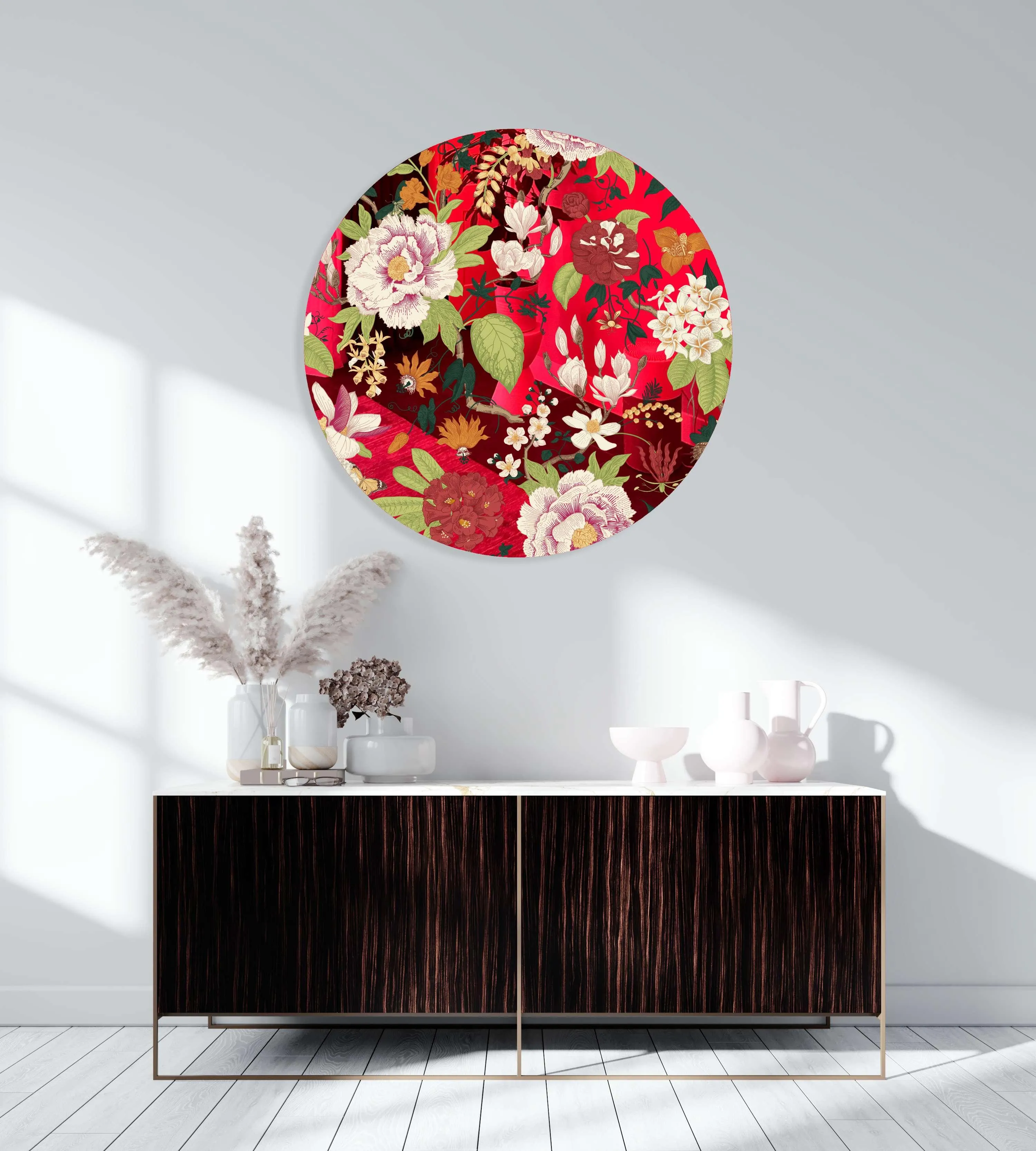 Vintage Flowers Printed Mirror Acrylic Circles