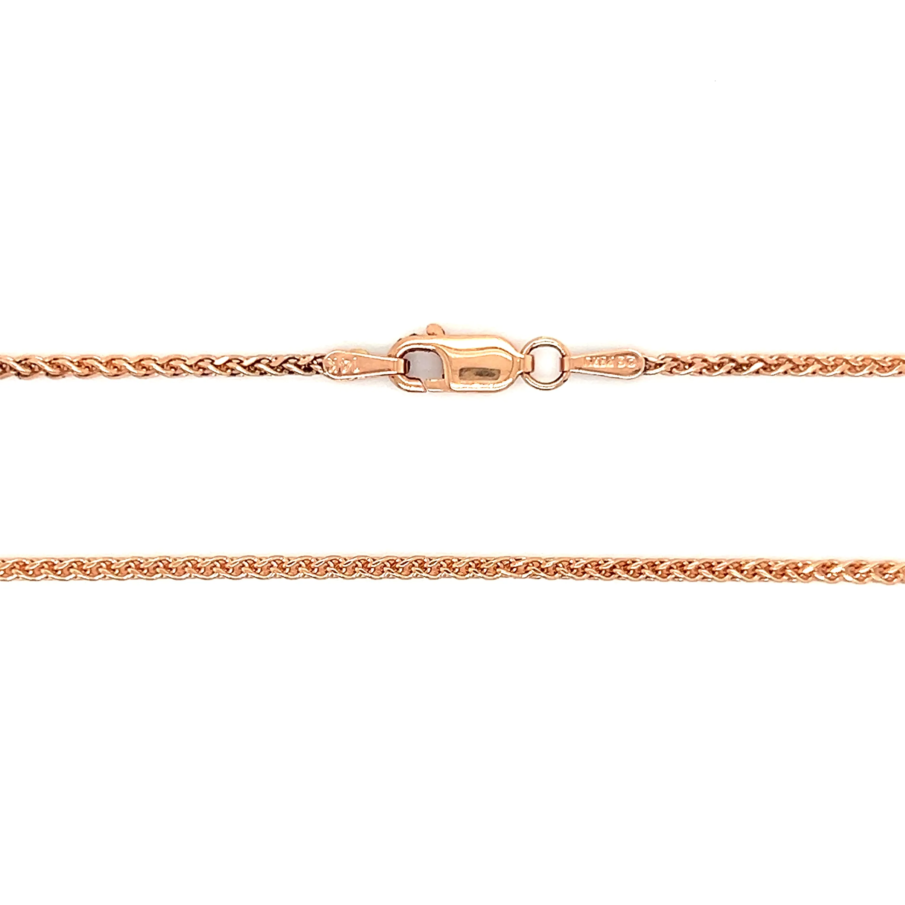 Wheat Chain 1.7mm with 16 Inches of Length in 14K Rose Gold