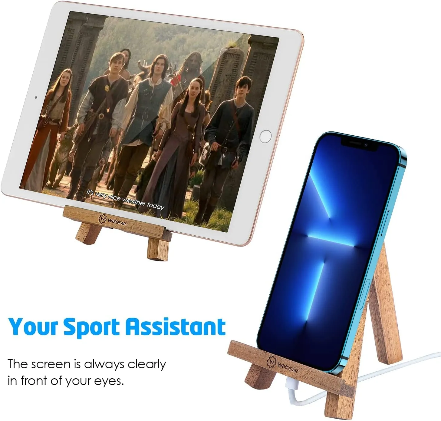 WixGear Wooden Easel Phone Stand Tablet Holder Canvas Style Desktop Phone Holder Mount for iPhone and All Smartphones