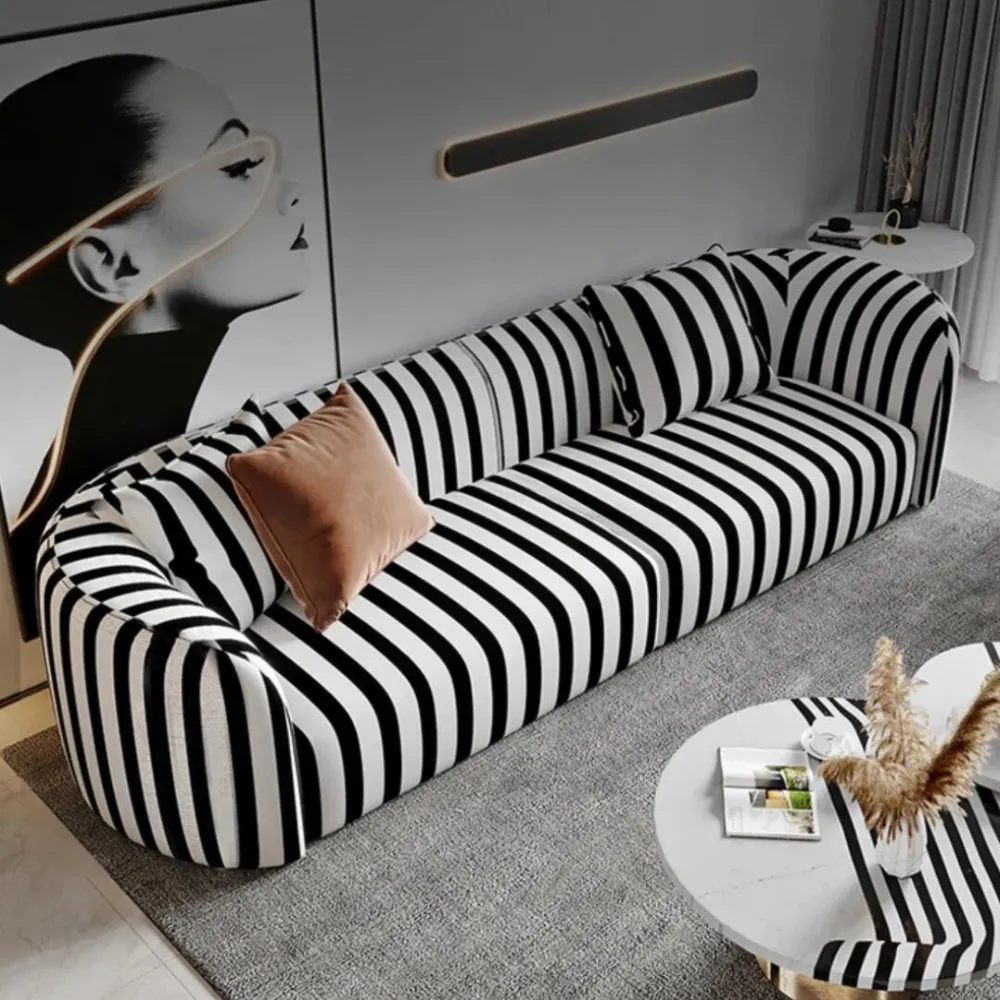 Zebra Luxury Modern Suede Sofa Set in Zebra Print